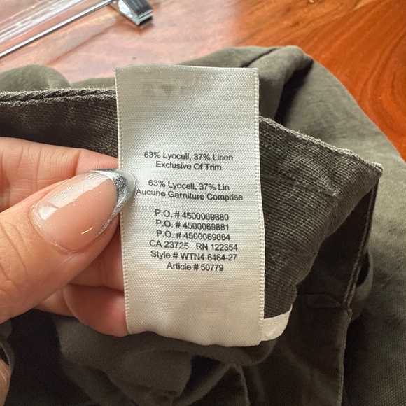 Aritzia Wilfred linen blend olive green pants size 6 - Picture 5 of 5